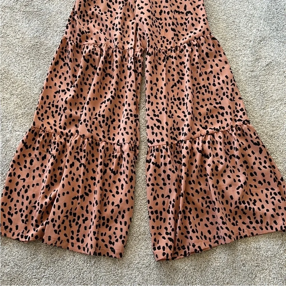 Leopard Print Smocked, Wide Leg Jumpsuit - Picture 4 of 7